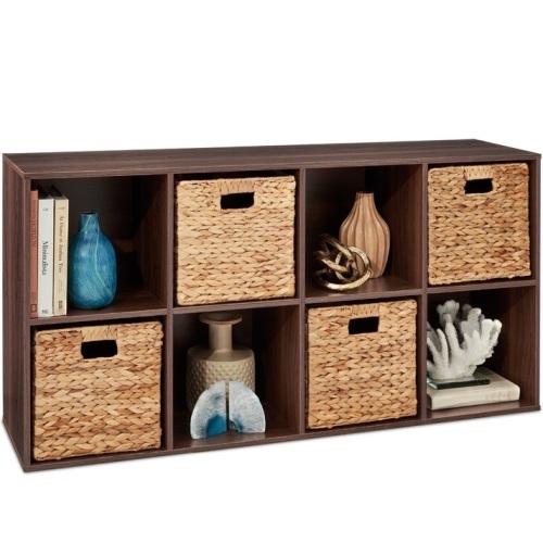8-Cube Bookshelf, 11in Storage Display w/ Removable Panels, Customizable - Lot 149