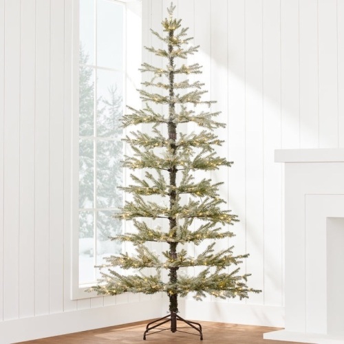 4.5' Pre-Lit Sparse Flocked Christmas Tree w/ 2-in-1 LEDs, Cordless Connection - Lot 233