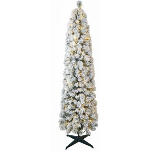 Holiday Time 7 ft Pre-Lit Flocked Colorado Artificial Christmas Tree with 190 Warm White LED Lights - Lot 247
