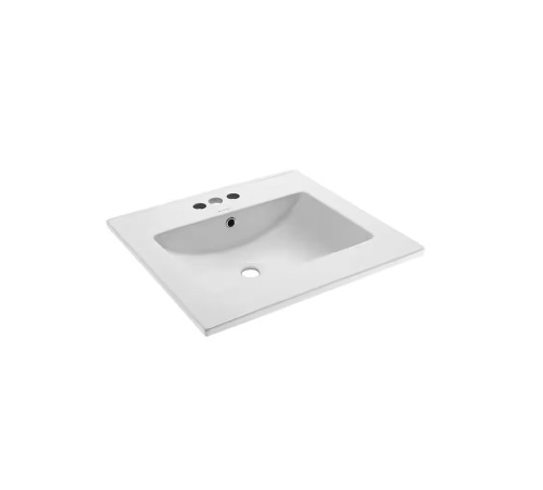 Swiss Madison 24 in. Ceramic Vanity Top with 3-Faucet Holes with White Basin - Lot 433