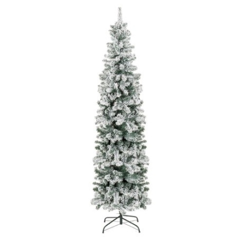 7.5' Snow Flocked Artificial Pencil Christmas Tree w/ Stand - Lot 446