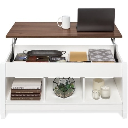 Multifunctional Lift Top Coffee Table w/ Hidden Storage, 3 Cubbies - Lot 536