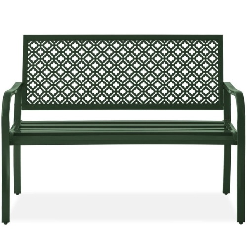 Indoor Outdoor Steel Bench w/ Geometric Backrest, Foot Levelers - Lot 538
