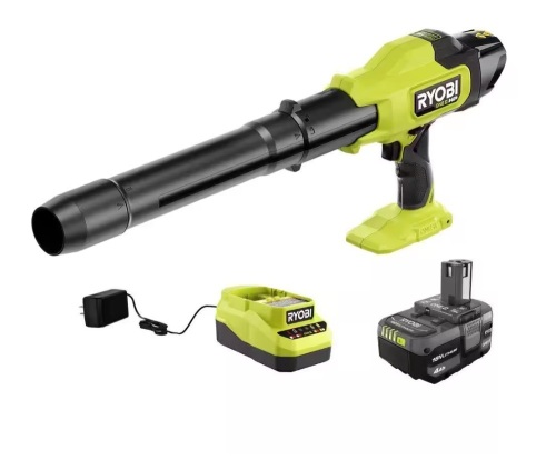 RYOBI ONE+ HP 18V Brushless Cordless 220 CFM 140 MPH Compact Blower with 4.0 Ah Battery & Charger - Lot 636