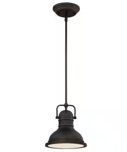 Lot of (3) Westinghouse Boswell 1-Light Oil Rubbed Bronze with Highlights LED Mini Pendant with Frosted Prismatic Acrylic Lens - Lot 662