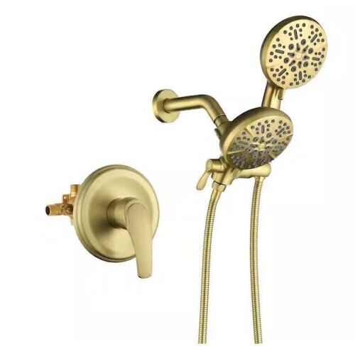 Single Handle 7-Spray Shower Faucet 1.5 GPM with Pressure Balance in Brushed Gold  - Lot 740