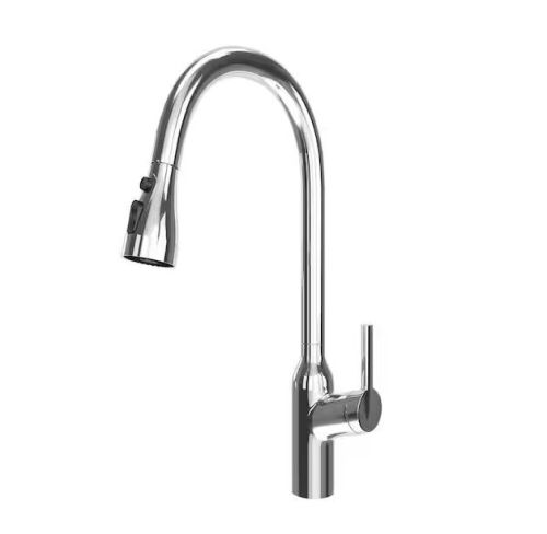 Single Handle Pull Down Sprayer Kitchen Faucet in Chrome - Lot 743