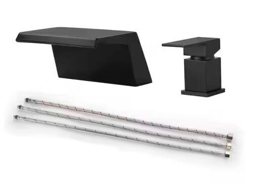 Samda 8 in. Widespread Single Handle Waterfall Spout Bathroom Faucet in Matte Black  - Lot 745