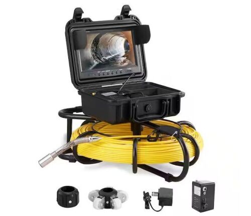 VEVOR Sewer Pipe Camera 9 in. Screen Pipeline Inspection Camera 300 ft. Snake Cable 720p with DVR Function for Duct Drain Pipe - Lot 60