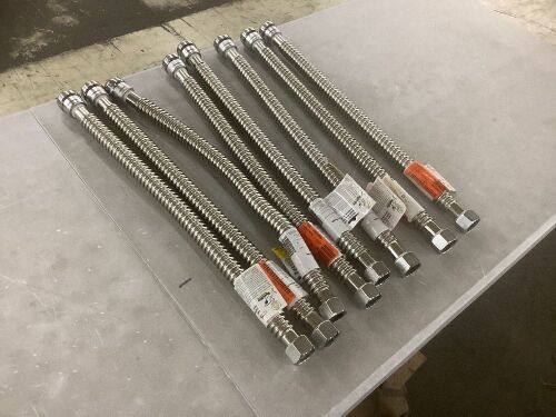 Lot of (8) SharkBite 1 in. Push-to-Connect x 1 in. FIP x 24 in. Corrugated Stainless Steel Water Softener Connector - Lot 843