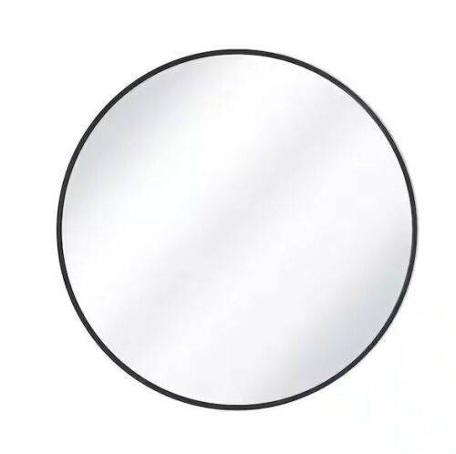XRAMFY 36 in. W x 36 in. H Round Aluminum Alloy Framed Black Wall Mirror - Lot 204