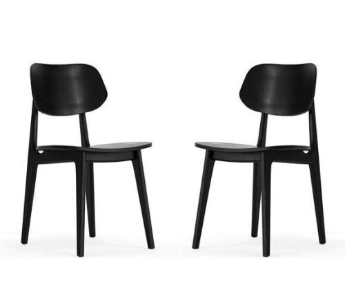 Carnegy Avenue Verona Set of 2 Commercial Grade Solid Wood Dining Chairs with Curved Oval Backrests in Black - Lot 303