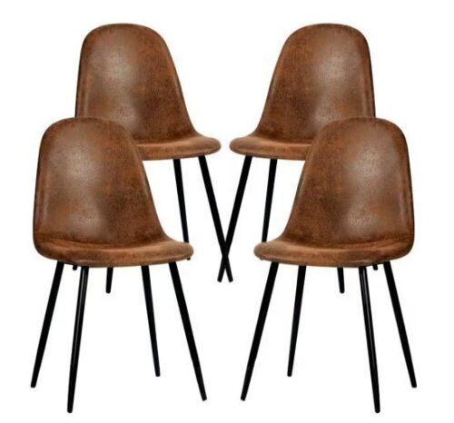Homy Casa Rustic Brown Fabric Upholstered Side Dining Chairs, Set of 4 - Lot 302