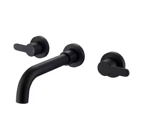 2-Handle Wall Mounted Roman Tub Faucet in Matte Black - Lot 308
