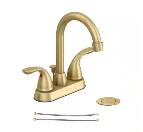 Alima 4 in. Centerset 2-Handle High-Arc Bathroom Faucet in Matte Gold - Lot 424