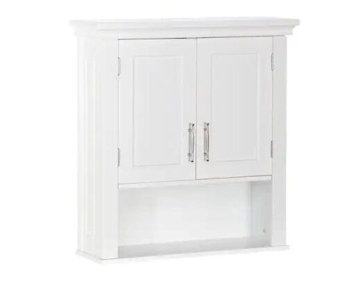 RiverRidge Home Somerset 22.88 in. W x 24.38 in. H x 7.88 in. D 2-Door Bathroom Laundry Wall Mount Storage Medicine Cabinet in White - Lot 428