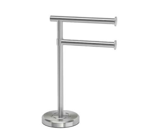 Gatco Latitude II Minimalist Countertop 12 in. 2-Arm Pivot Hand Towel Bar Holder in Satin Nickel - Lot 527