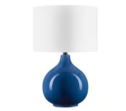 Hampton Bay Amherst 20 in. Coastal Blue Table Lamp with Ceramic Base - Lot 800
