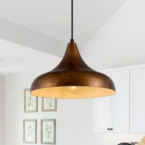 1-Light Vintage Copper Farmhouse Dome Kitchen Island Pendant Light with Metal Shade - Lot 801