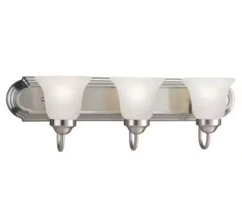 Progress Lighting 24 in. 3-Light Brushed Nickel Bathroom Vanity Light with Glass Shades - Lot 808
