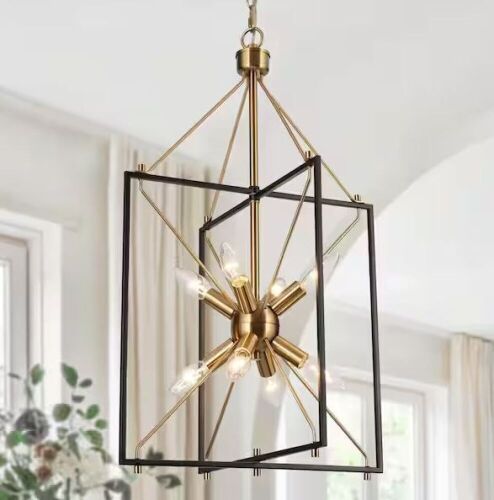 Zevni 8-Light Brass Gold Black Hanging Pendant Light - Lot 812