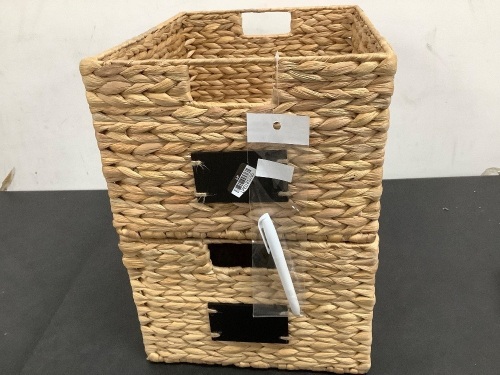 Set of 2 Water Hyacinth Pantry Baskets w/ Chalkboard, Marker - 16in - Lot 5465