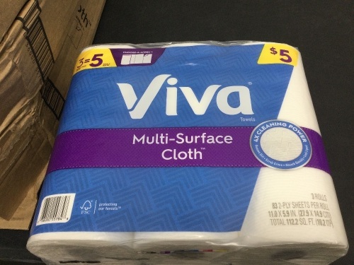 Box of Viva Multi-Surface Cloth 8 Packs - Lot 5750