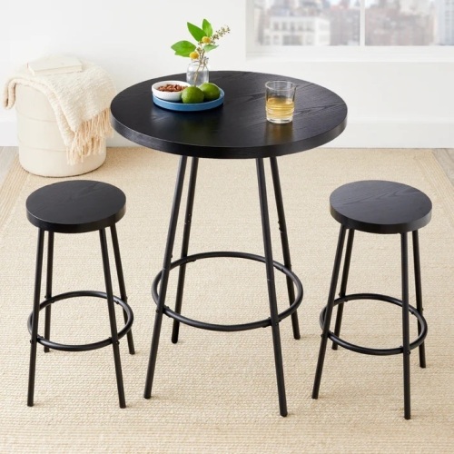 3-Piece Bistro Set Modern Round Counter Height Dining Set w/ 2 Stools - Lot 5865
