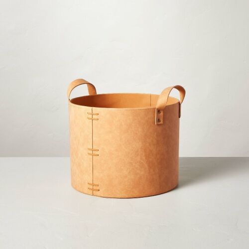 Faux Leather Storage Bin Camel Brown - Hearth & Hand with Magnolia - Lot 5933