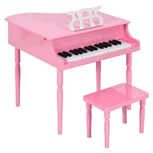 Kids Mini Wooden Grand Piano w/ Lid, Bench, Music Rack, Song Book, Stickers - Lot 5871