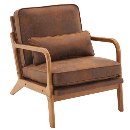 Bronzing Cloth Fabric Accent Chair with Sturdy Wooden Frame Brown  - Lot 95