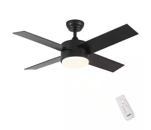 44 in. Indoor Integrated LED Black Ceiling Fans with Dimmable Light and Remote Control - Lot 183
