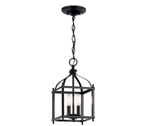 KICHLER Larkin 2-Light Black Traditional Candlestick Cage Mini Pendant Hanging Light - Lot 199