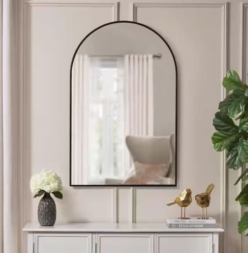 Home Decorators Collection Large Arched Black Classic Accent Mirror, 39 in. H x 26 in. W - Lot 266