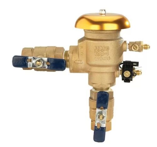Febco 1 in. Bronze Pressure Vacuum Breaker Backflow Preventer with Quarter Turn Shutoff and Tee Handles, Freeze Sensor - Lot 274