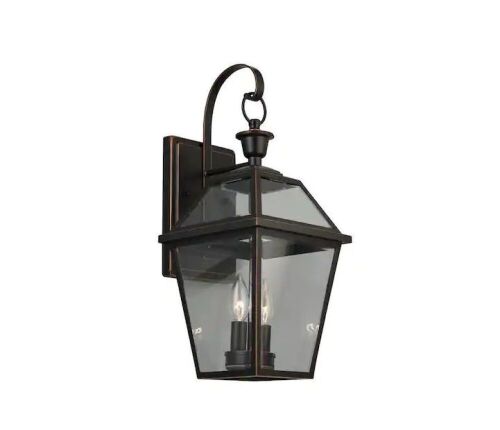 Home Decorators Collection Glenneyre 20.25 in. French Quarter Gas Style 2-Light Outdoor Wall Light Lantern Sconce - Lot 293