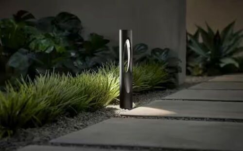 Hampton Bay Trinity Hill 15-Watt Equivalent Low Voltage Matte Black Integrated LED Contemporary Outdoor Bollard Path Light - Lot 294