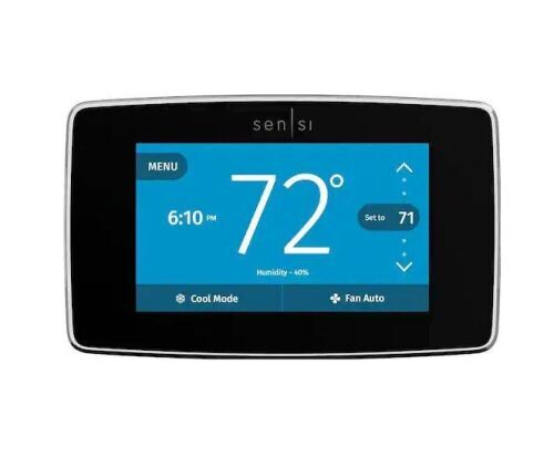 Emerson Sensi Touch 7-day Programmable Wi-Fi Smart Thermostat with Touchscreen Color Display, C-wire Required - Black - Lot 365