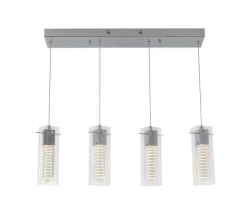 Artika Hologram 21-Watt 4 Light Chrome Modern Integrated LED Pendant Light Fixture - Lot 393