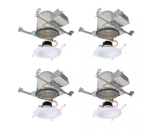 HALO LT 6 in. Adjustable CCT Canless IC Rated Dimmable Indoor/Outdoor Integrated LED Recessed Light Kit, 4-Pack - Lot 396