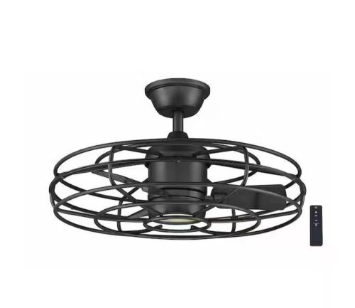 Home Decorators Collection Heritage Point 25 in. Indoor/Outdoor Matte Black Fandelier Ceiling Fan with Adjustable White LED with Remote Included - Lot 399