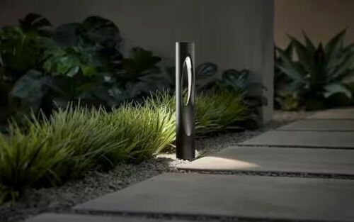 Lot of (2) Hampton Bay Trinity Hill 15-Watt Equivalent Low Voltage Matte Black Integrated LED Contemporary Outdoor Bollard Path Light - Lot 486