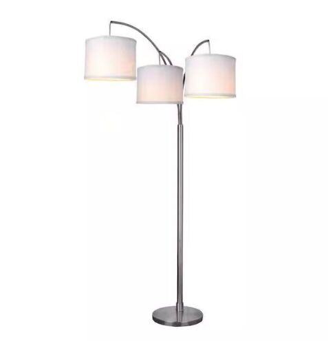 Hampton Bay 78 in. Height 3-Arc Floor Lamp - Brushed Nickel Finish - Lot 495