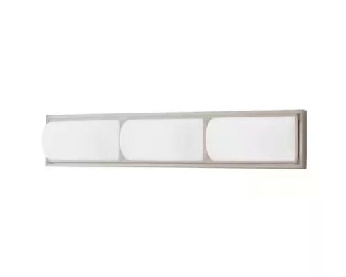 Hampton Bay Bingham 24.02 in. 1-Light Brushed Nickel Integrated LED Vanity Light Bar with Frosted Acrylic Shade - Lot 592