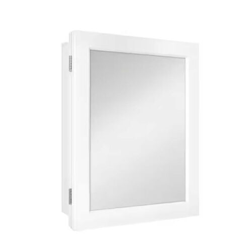 Glacier Bay 15-1/4 in. W x 19-3/8 in. H Rectangular Framed Recessed or Surface-Mount Bathroom Medicine Cabinet with Mirror, White - Lot 663