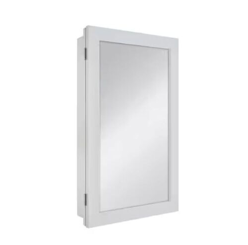 Glacier Bay 15-1/4 in. W x 26 in. H Framed Recessed or Surface-Mount Bathroom Medicine Cabinet with Mirror, Gray - Lot 665