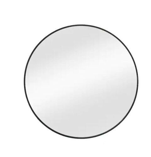 Glacier Bay 28 in. W x 28 in. H Round Aluminum Framed Wall Mirror in Black  - Lot 668