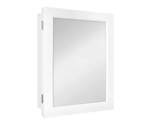 Glacier Bay 15-1/4 in. W x 19-3/8 in. H Rectangular Framed Recessed or Surface-Mount Bathroom Medicine Cabinet with Mirror, White - Lot 673