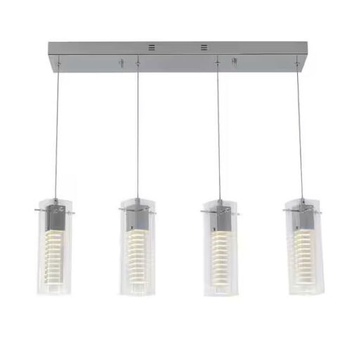Artika Hologram 21-Watt 4 Light Chrome Modern Integrated LED Pendant Light Fixture  - Lot 782