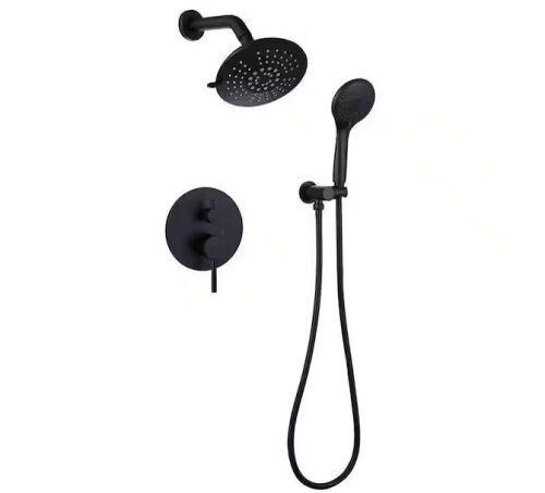 BWE Single-Handle 2-Spray Round High Pressure Shower Faucet in Matte Black  - Lot 789